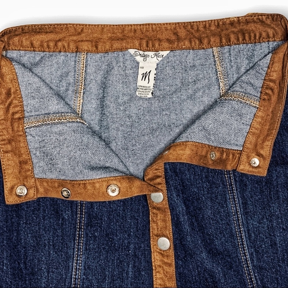 Indigo Rein | A-Line Mini Skirt | Denim & Suede - Picture 5 of 6